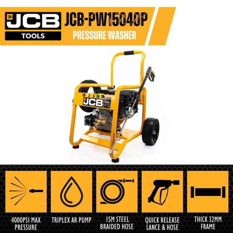 JCB 4000psi / 276bar Petrol Pressure Washer | JCB-PW15040P - Image 2